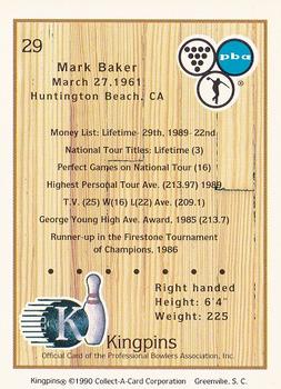 1990 Collect-A-Card Kingpins #29 Mark Baker Back